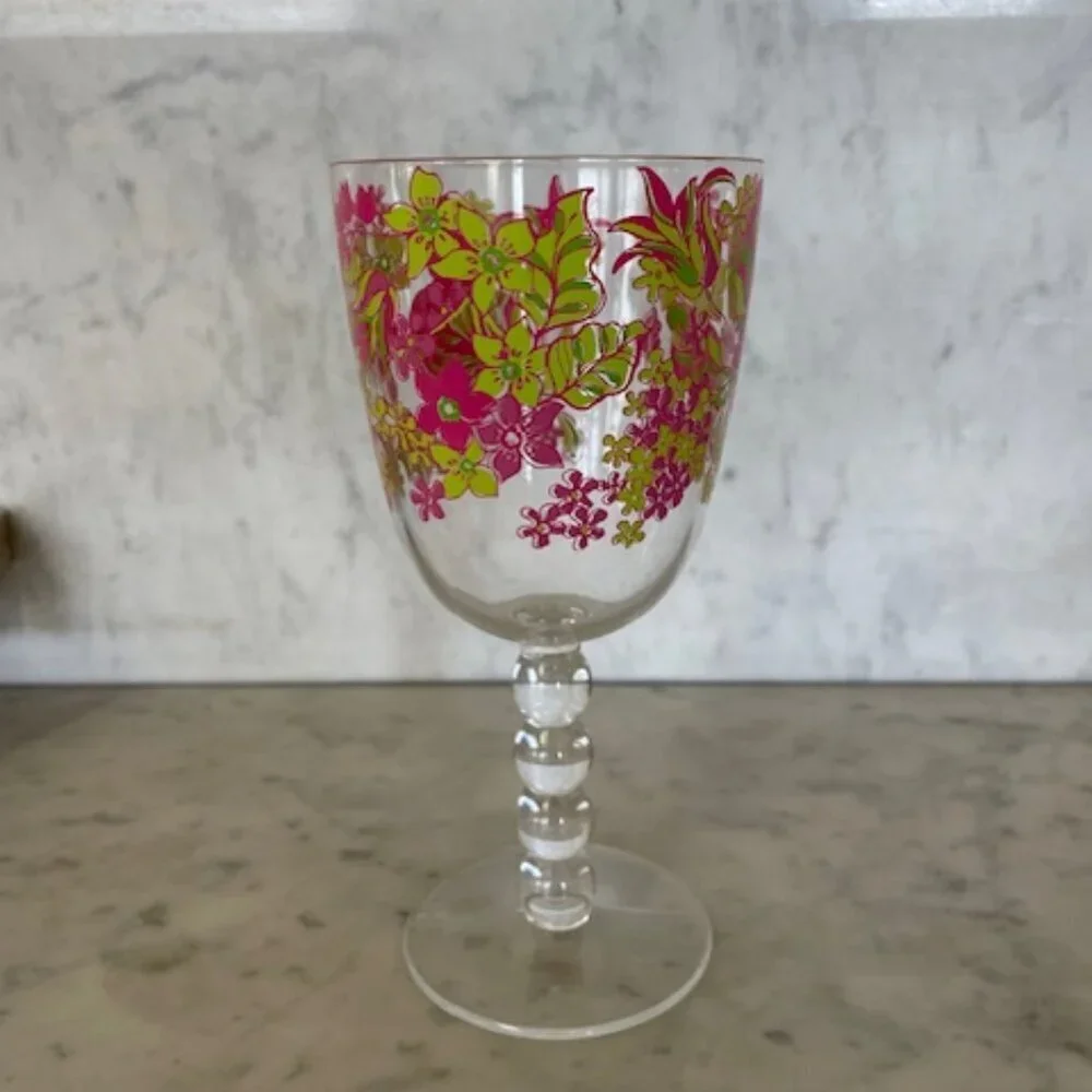 LILLY PULITZER Rose Garden Acrylic Stem Wine Glass